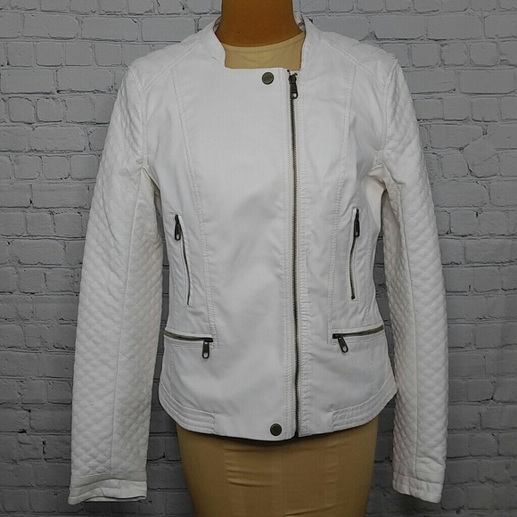 Steve Madden Jackets & Blazers - Steve Madden Winter White Faux Lather Jacket NWOT